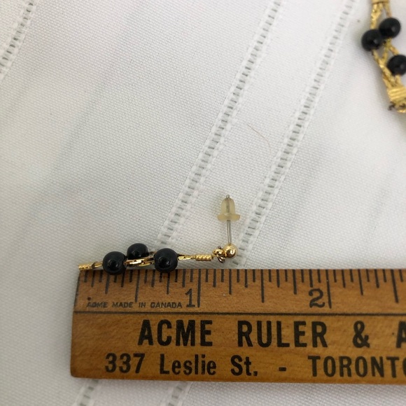 Vtg Chain and Bead Dangle Earrings - Picture 4 of 5